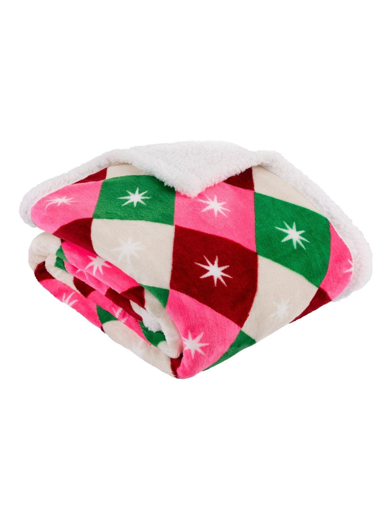 Furn multicolour Star Sherpa fleece throw - British product