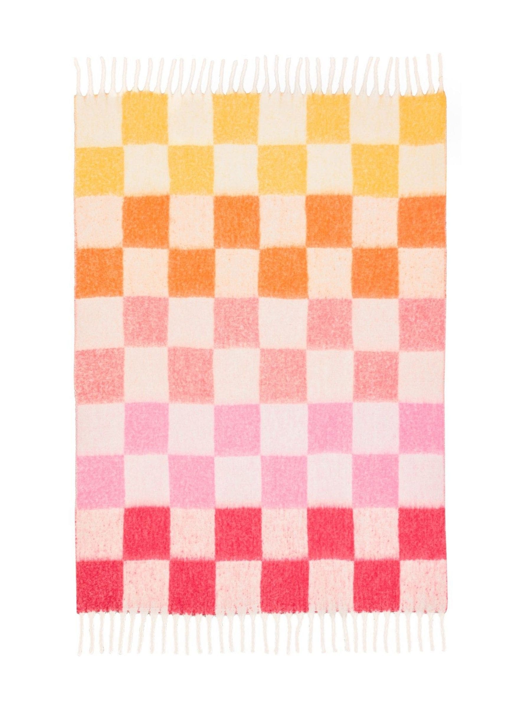 Furn Citrus Blush Maisie checked tasselled throw 180x130cm (British brand)