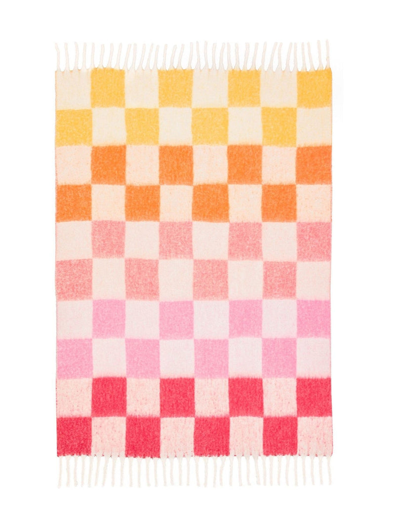 Furn Citrus Blush Maisie checked tasselled throw 180x130cm (British brand)
