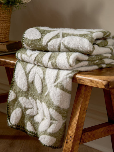 Next Wylder Olive Green Hazel Woven Throw 180cm x 130cm- Buy online at McGrocer