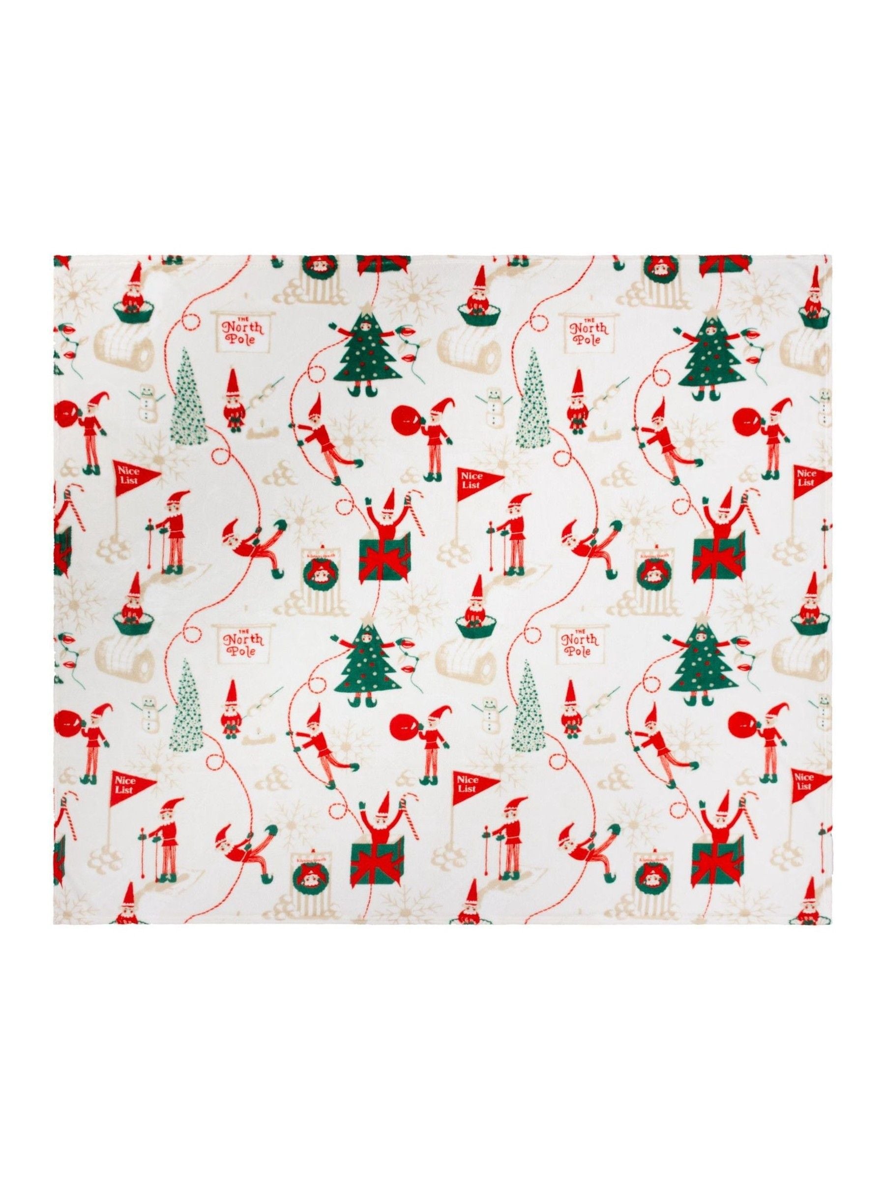 Duvet Day Elfie fleece throw with elf print, imported from the UK