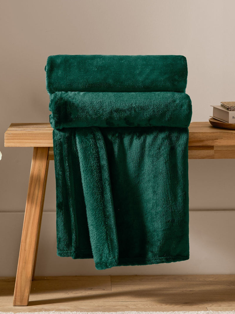 Furn Emerald Green Harrow Fleece Throw