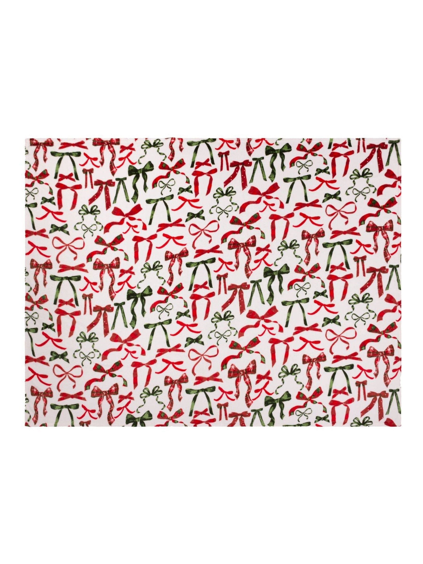 Furn festive fleece throw with bow design, imported from the UK