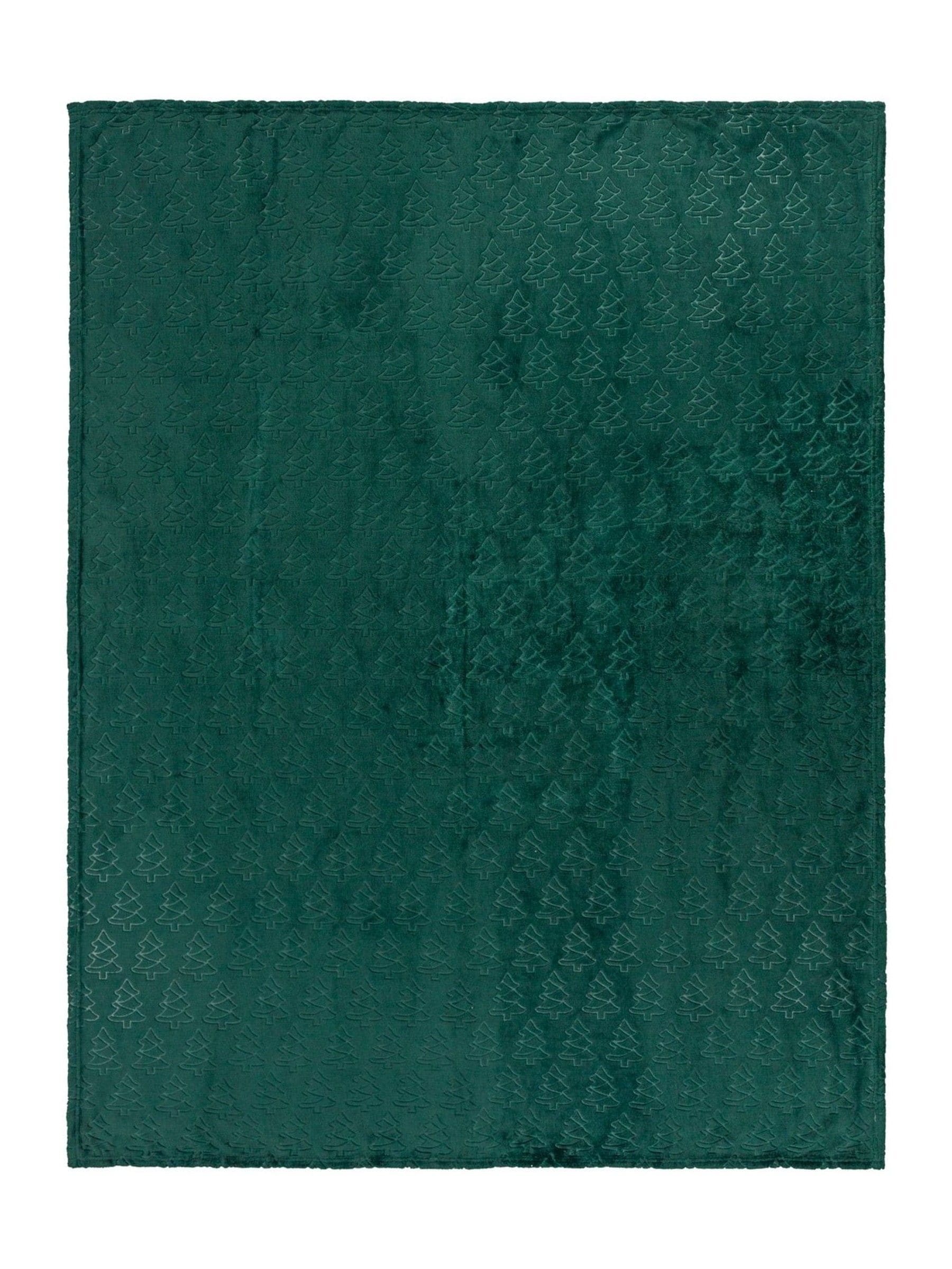 Furn Emerald Green Christmas Festive Trees Fleece Throw