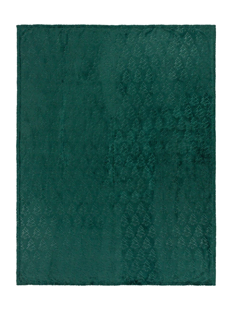 Furn Emerald Green Christmas Festive Trees Fleece Throw