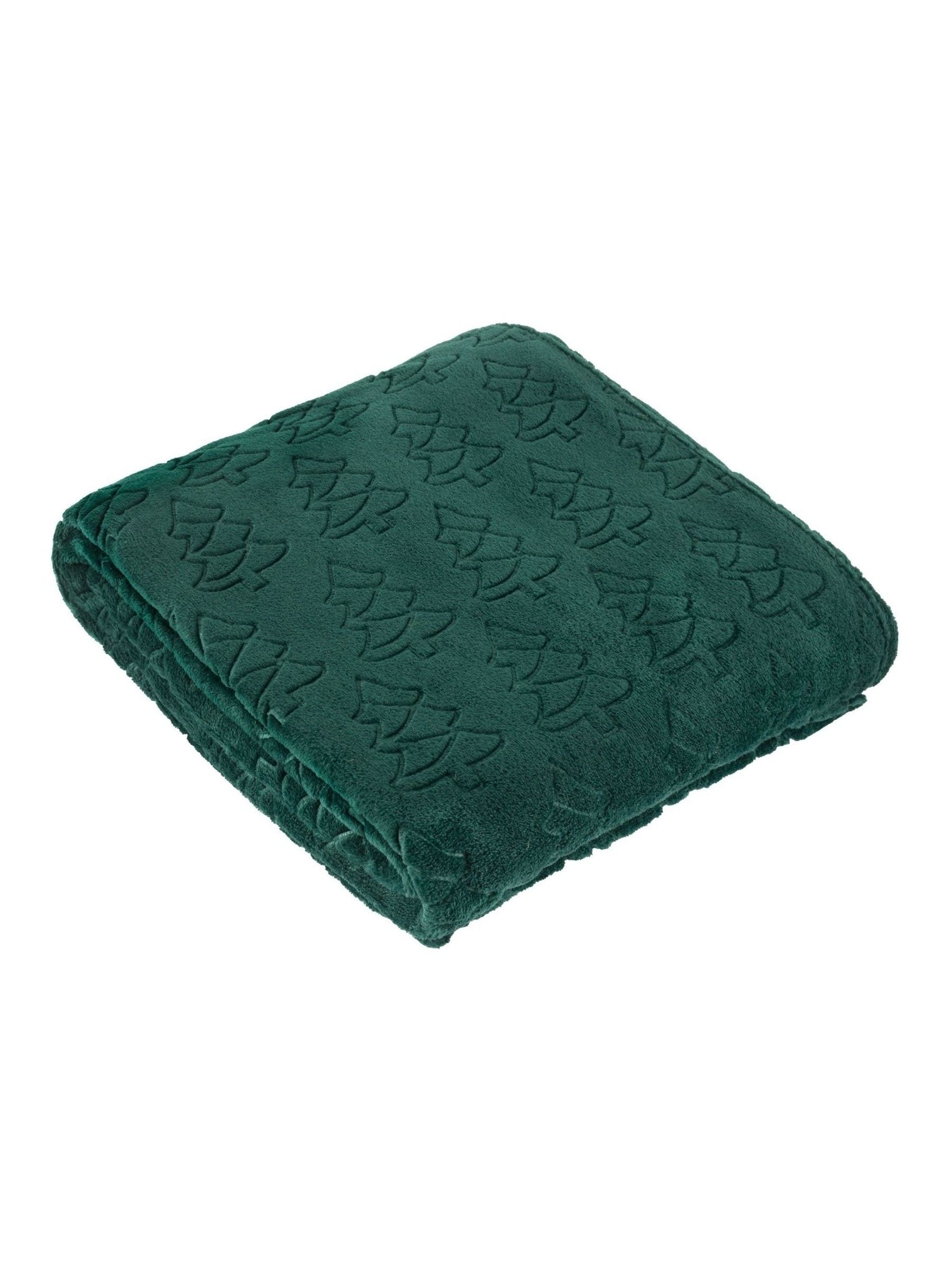 Furn Emerald Green Christmas Festive Trees Fleece Throw