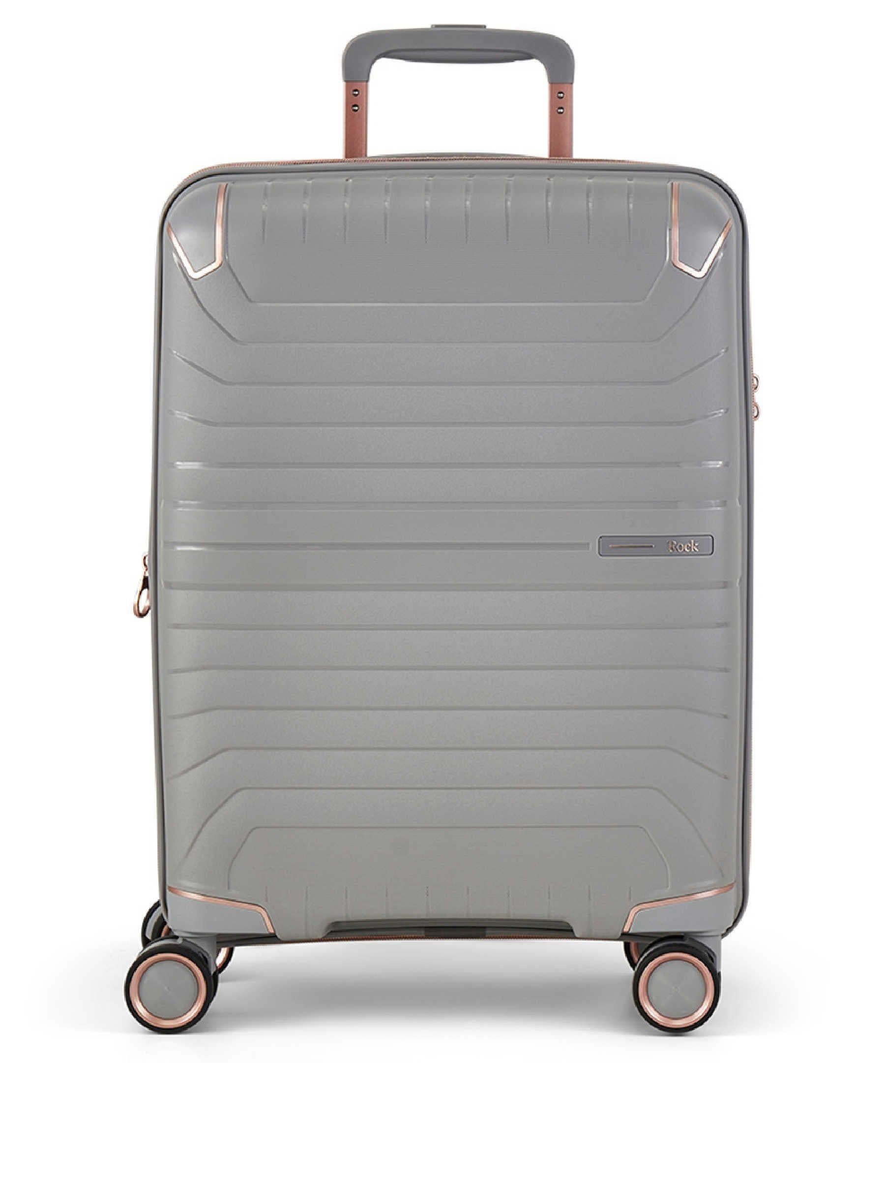 Rock Luggage Astrid cabin suitcase grey rose gold accents (British brand)