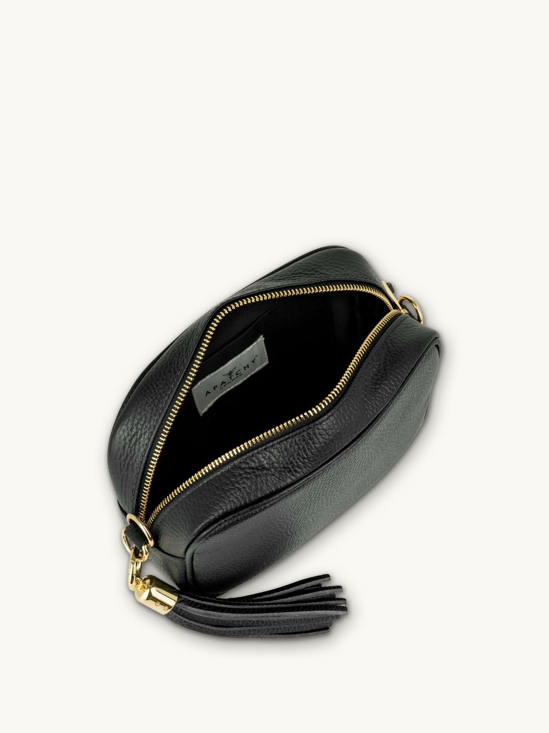 Apatchy black tassel leather cross-body bag - British product