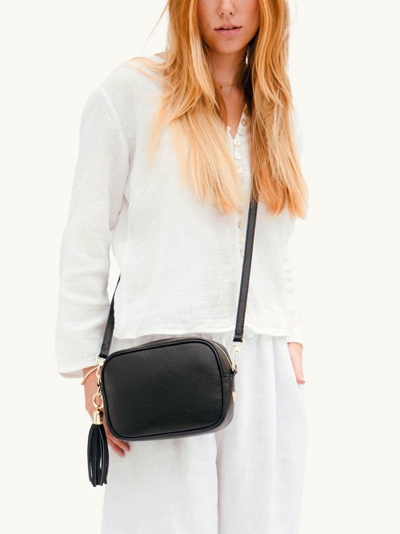 Apatchy Black The Tassel Leather Cross-Body Bag