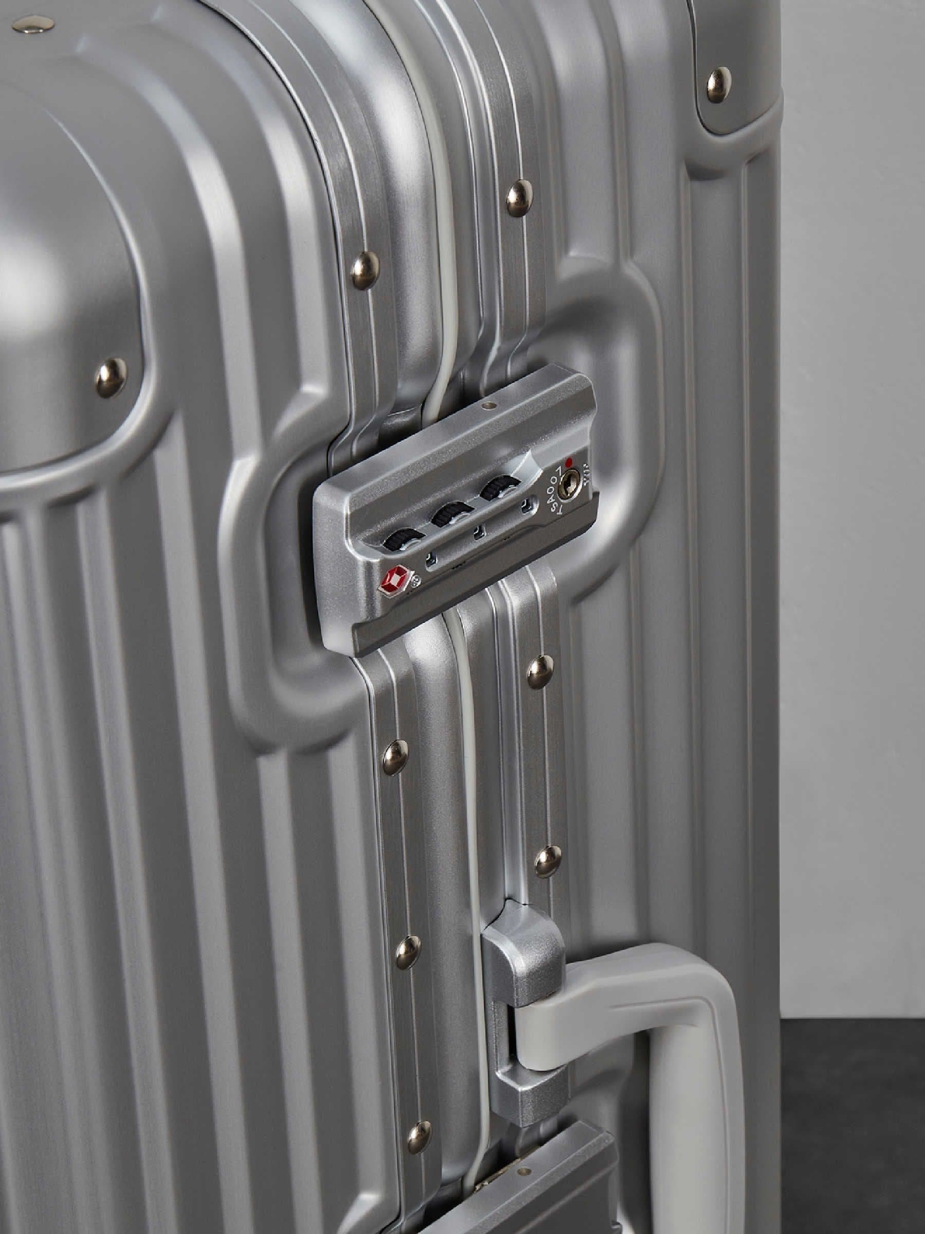 Rock Silver Axel aluminium cabin suitcase, British brand