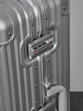 Rock Silver Axel aluminium cabin suitcase, British brand