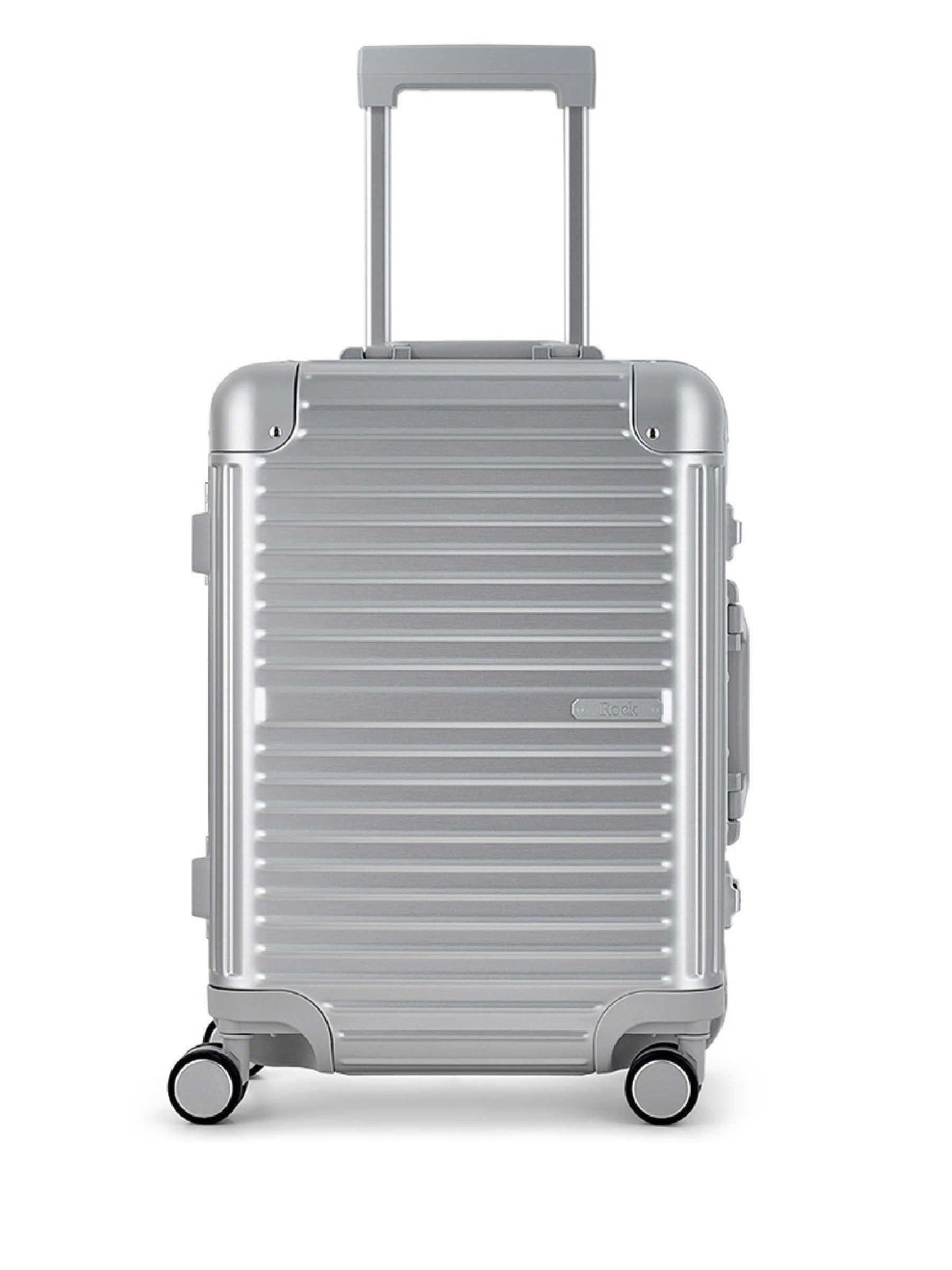 Rock Silver Axel aluminium cabin suitcase, British brand