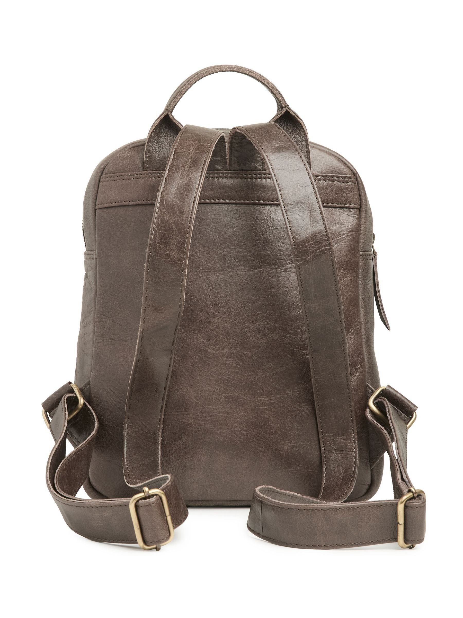 Celtic & Co. brown leather backpack with pocket - British product