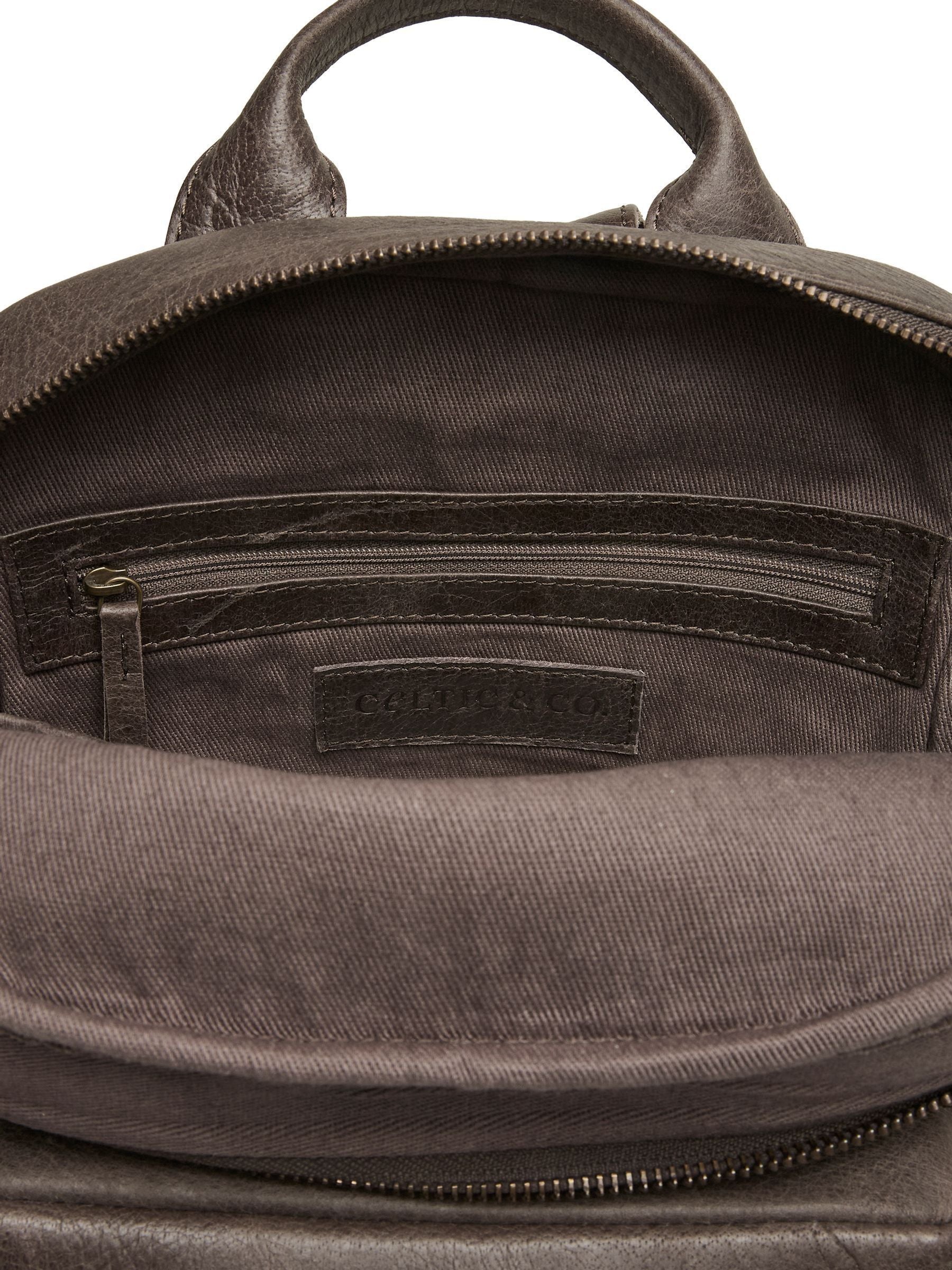Celtic & Co. brown leather backpack with pocket - British product