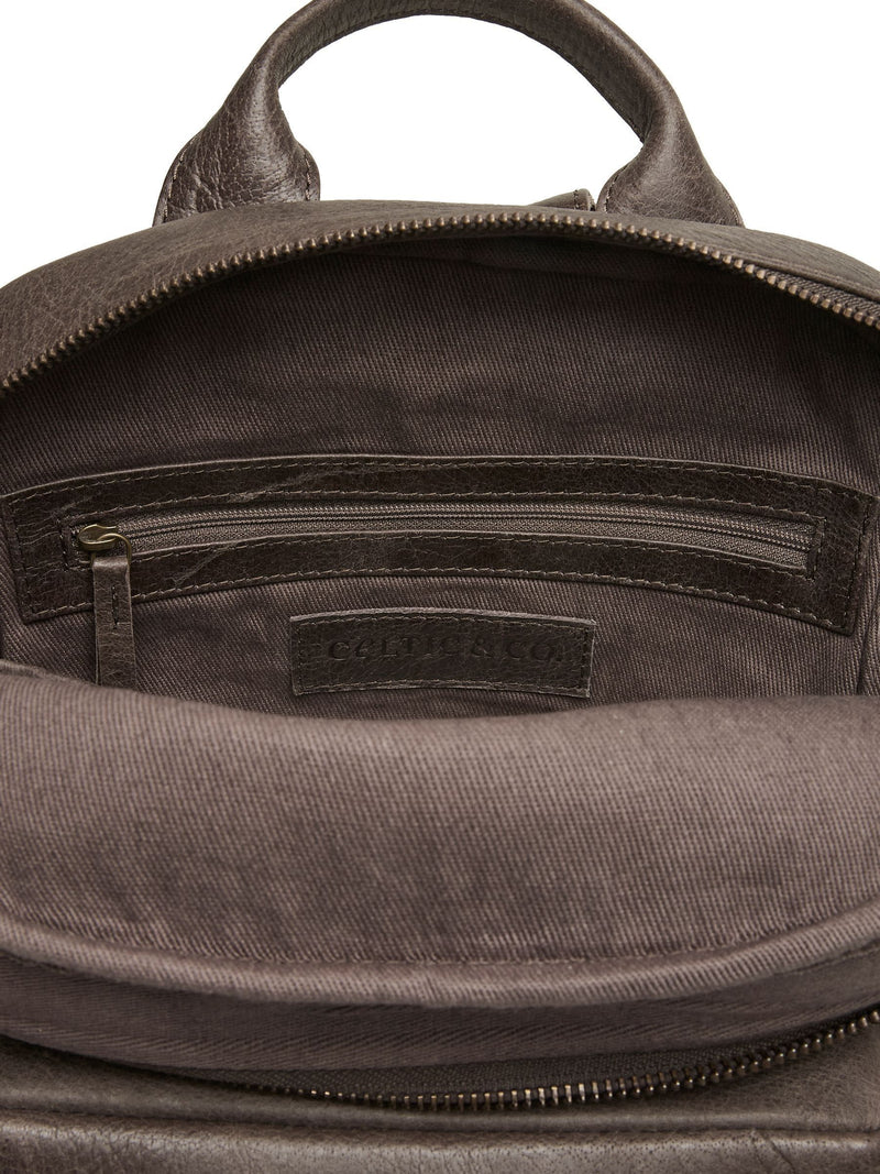 Celtic & Co. brown leather backpack with pocket - British product