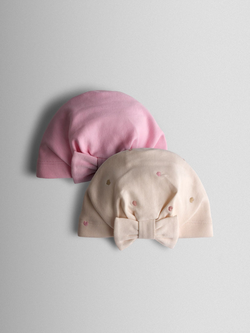 JoJo Maman Bebe cream heart embroidered turbans 2-pack - British product