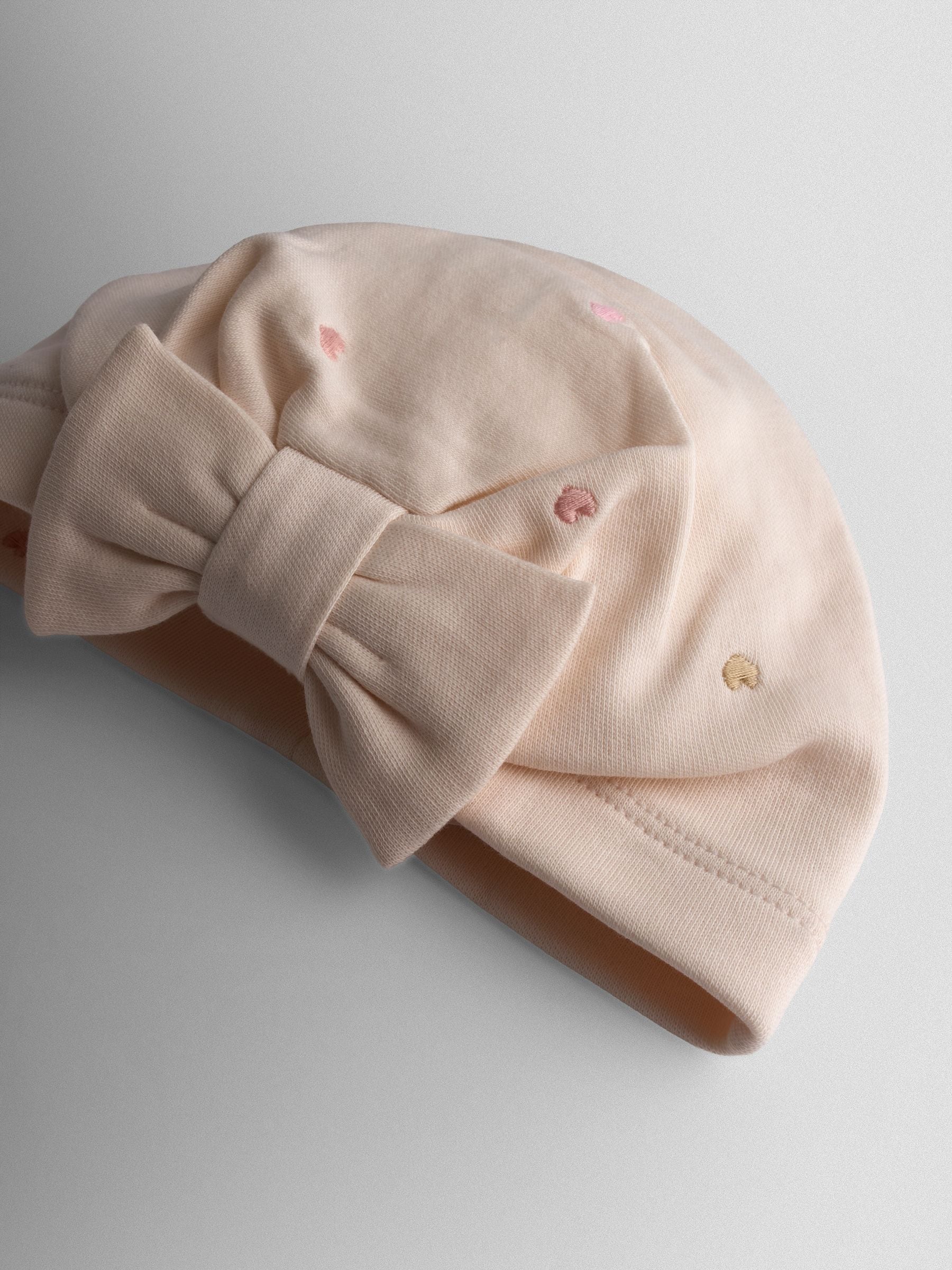 JoJo Maman Bebe cream heart embroidered turbans 2-pack - British product