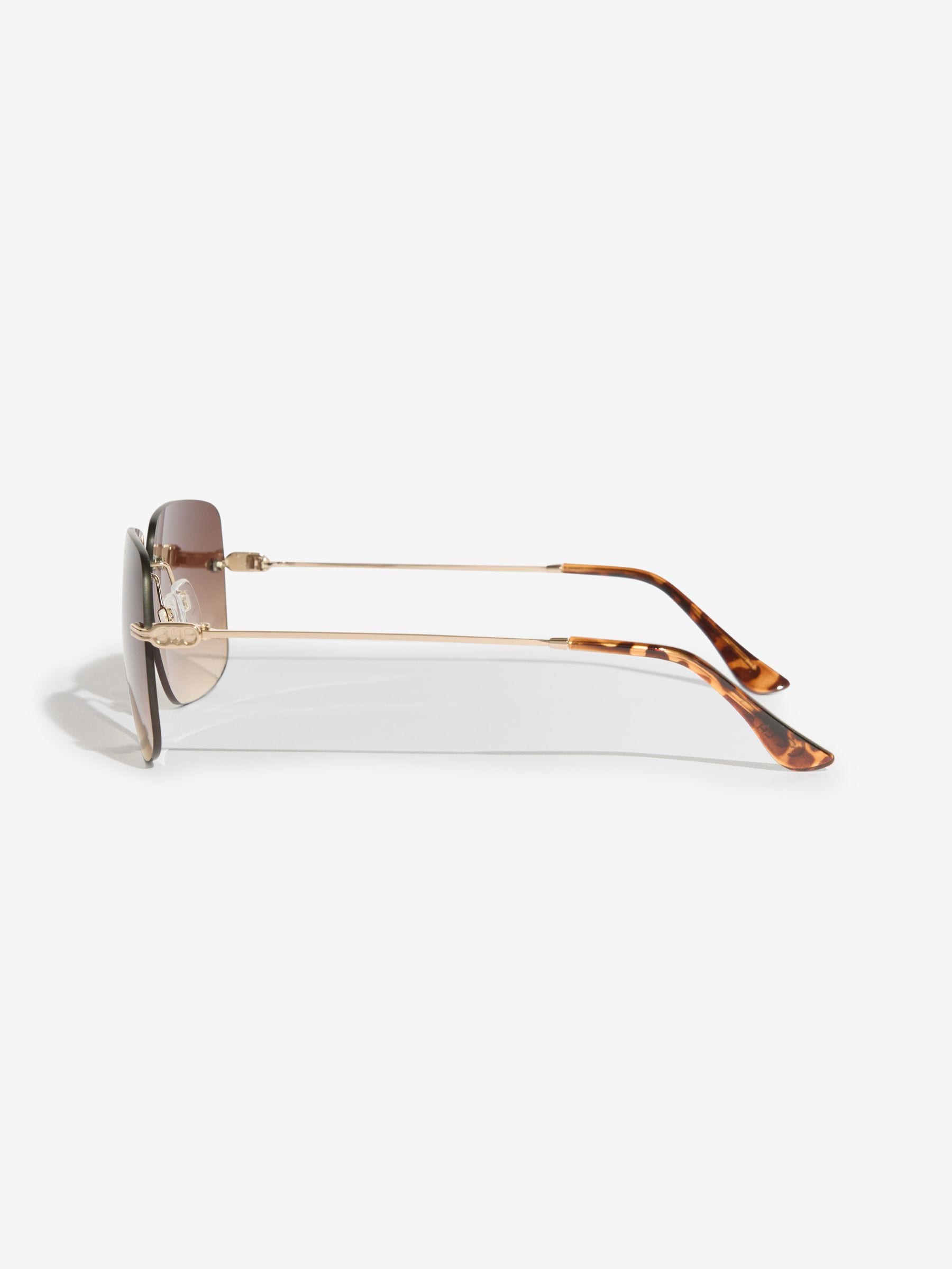Lipsy Brown Square Rimless Sunglasses