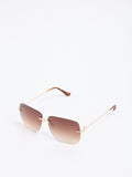 Lipsy Brown Square Rimless Sunglasses