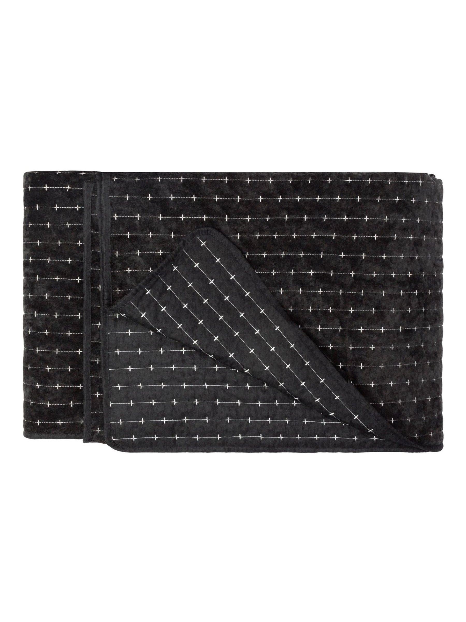 Paoletti Black Henley Pin-Cord Bedspread