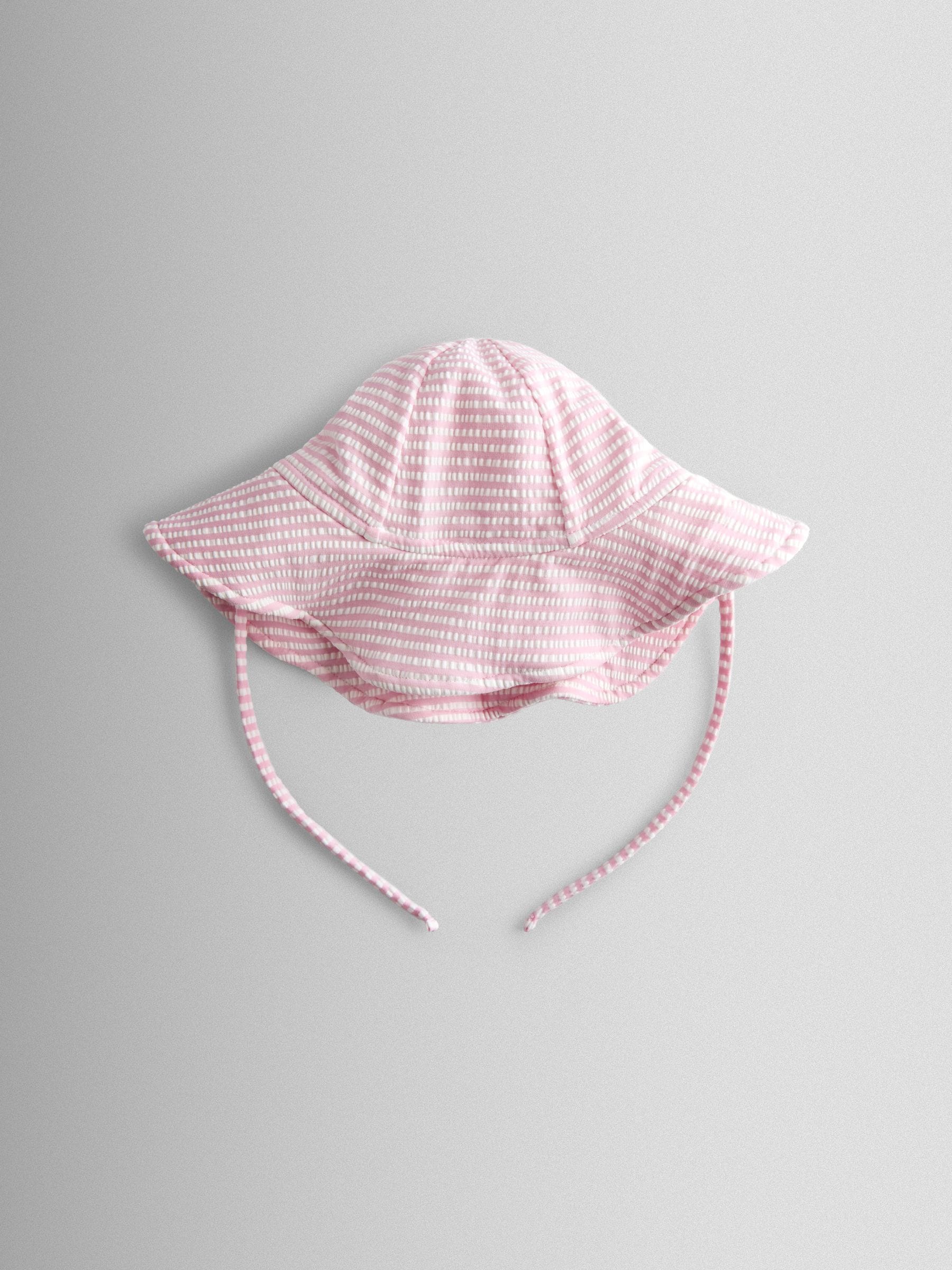 JoJo Maman Bébé pink cherry stripe sun hat, imported from the UK