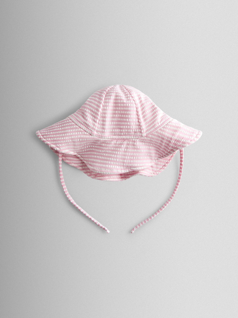 JoJo Maman Bébé pink cherry stripe sun hat, imported from the UK
