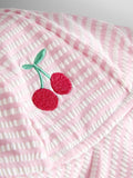 JoJo Maman Bébé pink cherry stripe sun hat, imported from the UK