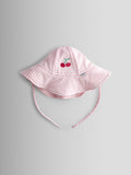 JoJo Maman Bébé pink cherry stripe sun hat, imported from the UK