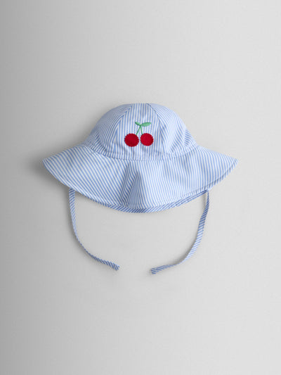 Next JoJo Maman Bébé Blue Cherry Stripe Floppy Sun Hat- Buy online at McGrocer