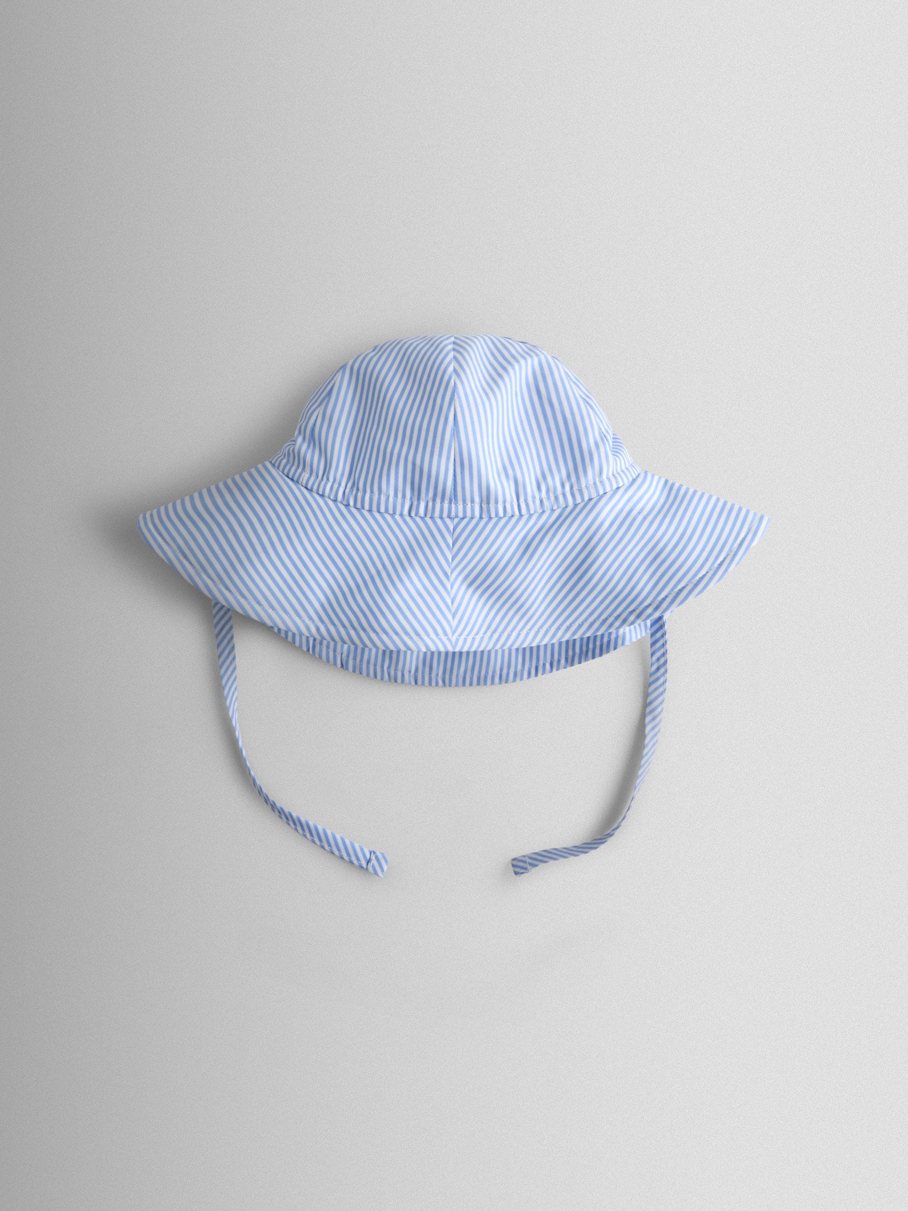JoJo Maman Bébé blue cherry stripe floppy swim hat, UK version
