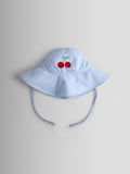 JoJo Maman Bébé blue cherry stripe floppy swim hat, UK version