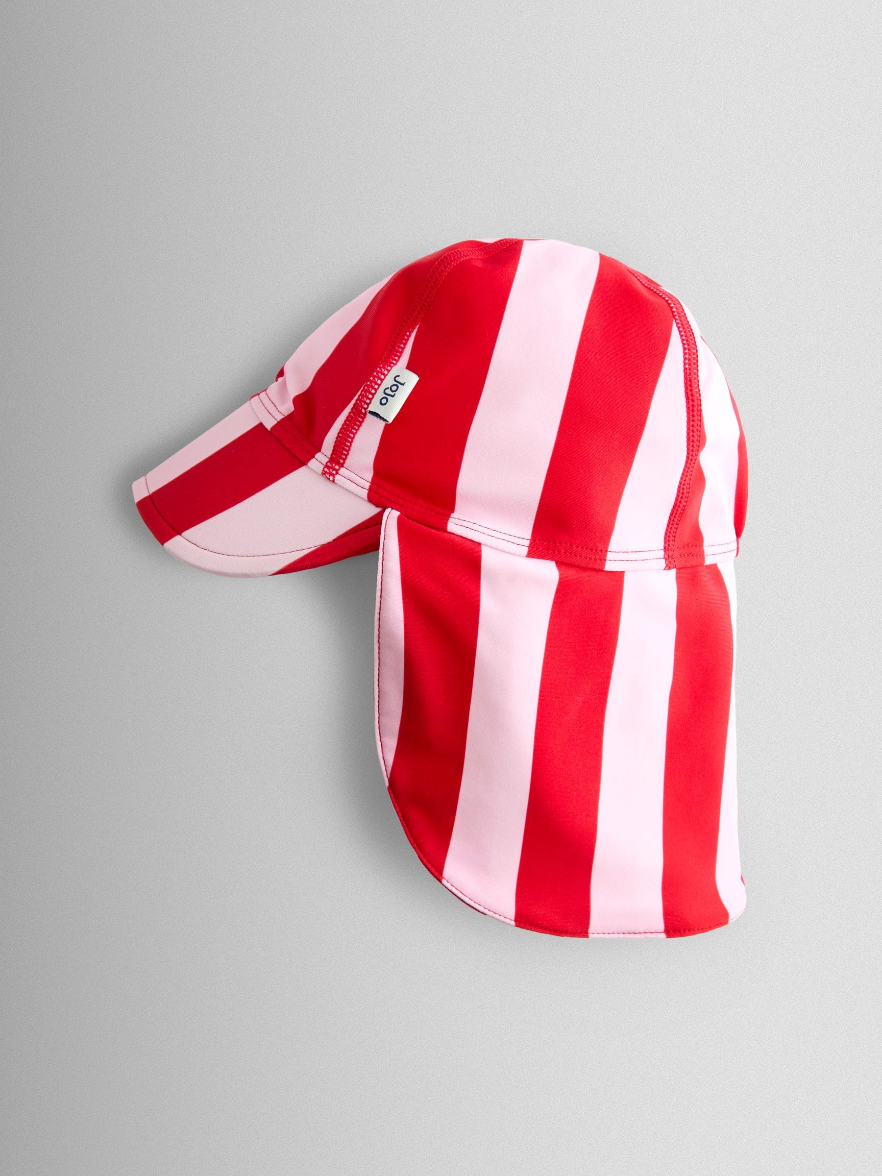 JoJo Maman Bébé pink red stripe UV sun protection swim hat - British product