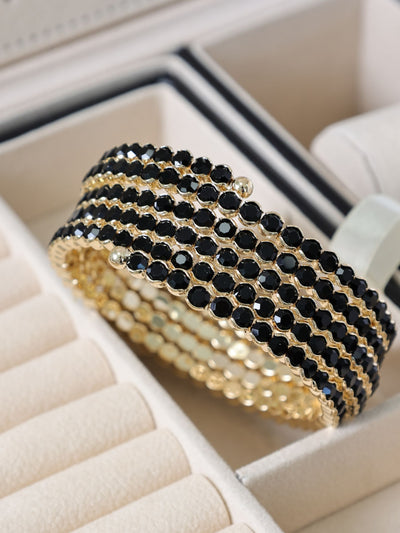 Next Black Round Wrap Cuff Bracelet with Gold Tone Finish, 20mm Width, 65mm Length- Buy online at McGrocer