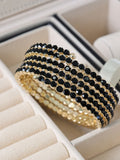 Black Round Wrap Cuff Bracelet with Gold Tone Finish, 20mm Width, 65mm Length