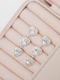 Silver-Tone Crystal Heart Triple Drop Statement Earrings with Post Back, 49mm Length