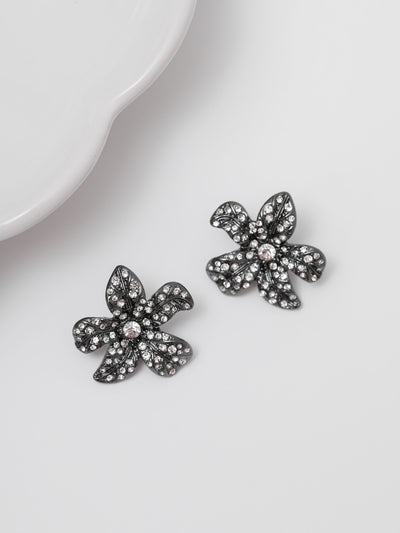 Ohrstecker mit Hämatitkristall-Blumen-Statement 25mm x 24mm