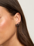Jet Crystal Bow Statement Earrings with Post and Bullet Back Fastening – 36mm x 50mm