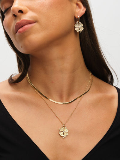 Pendentif double rang de trèfle en cristal doré Mood