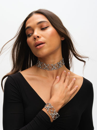 Collier ras-du-cou en cristal noir 