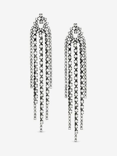 Boucles d'oreilles pendantes longues multi-fils en cristal d'hématite avec fermeture à tige 110 mm