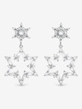 Silver Plated Crystal Star Drop Earrings with Post and Bullet Back 12mm x 12mm
