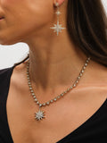 Antique Gold Crystal Celestial Star Pendant Necklace