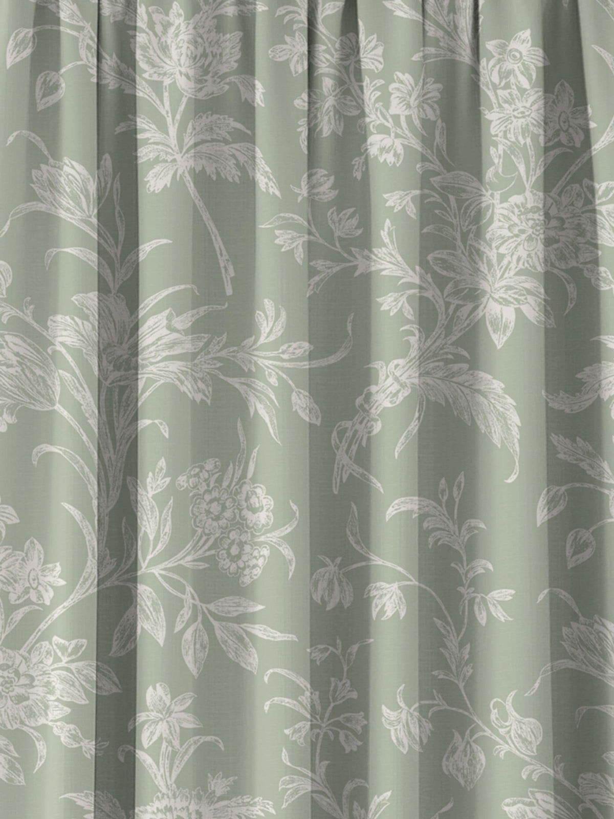 Laura Ashley sage green Lloyd pencil pleat curtains - British product
