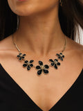 Mood Gold Tone Crystal and Jet Glass Flower Necklace