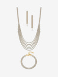 Mood Gold Tone Crystal Multirow 3 Piece Jewellery Set
