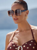 Love & Roses sunglasses brown chunky oversized square - British product