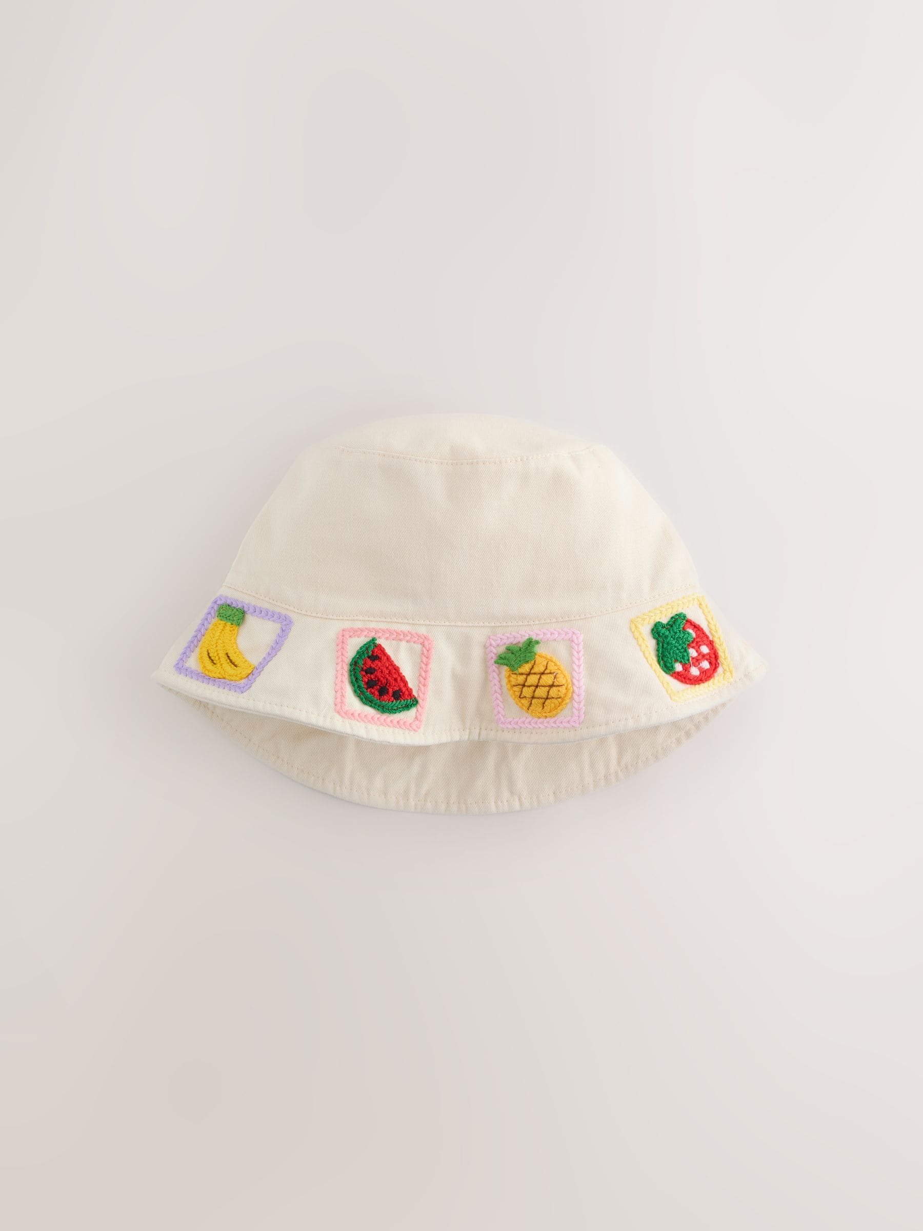 Fruit embroidered bucket hat for children 3-10yrs (British brand)
