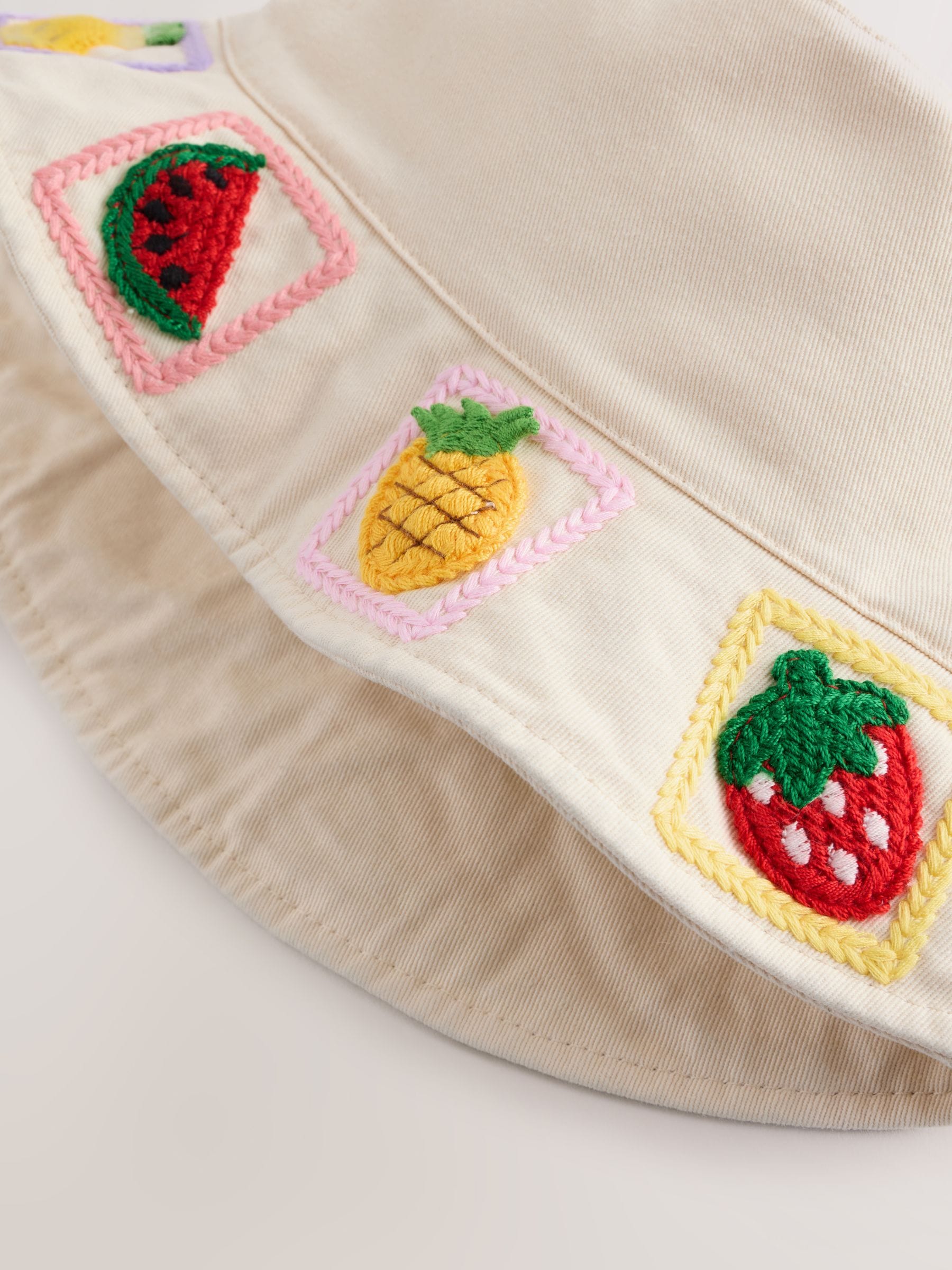 Fruit embroidered bucket hat for children 3-10yrs (British brand)