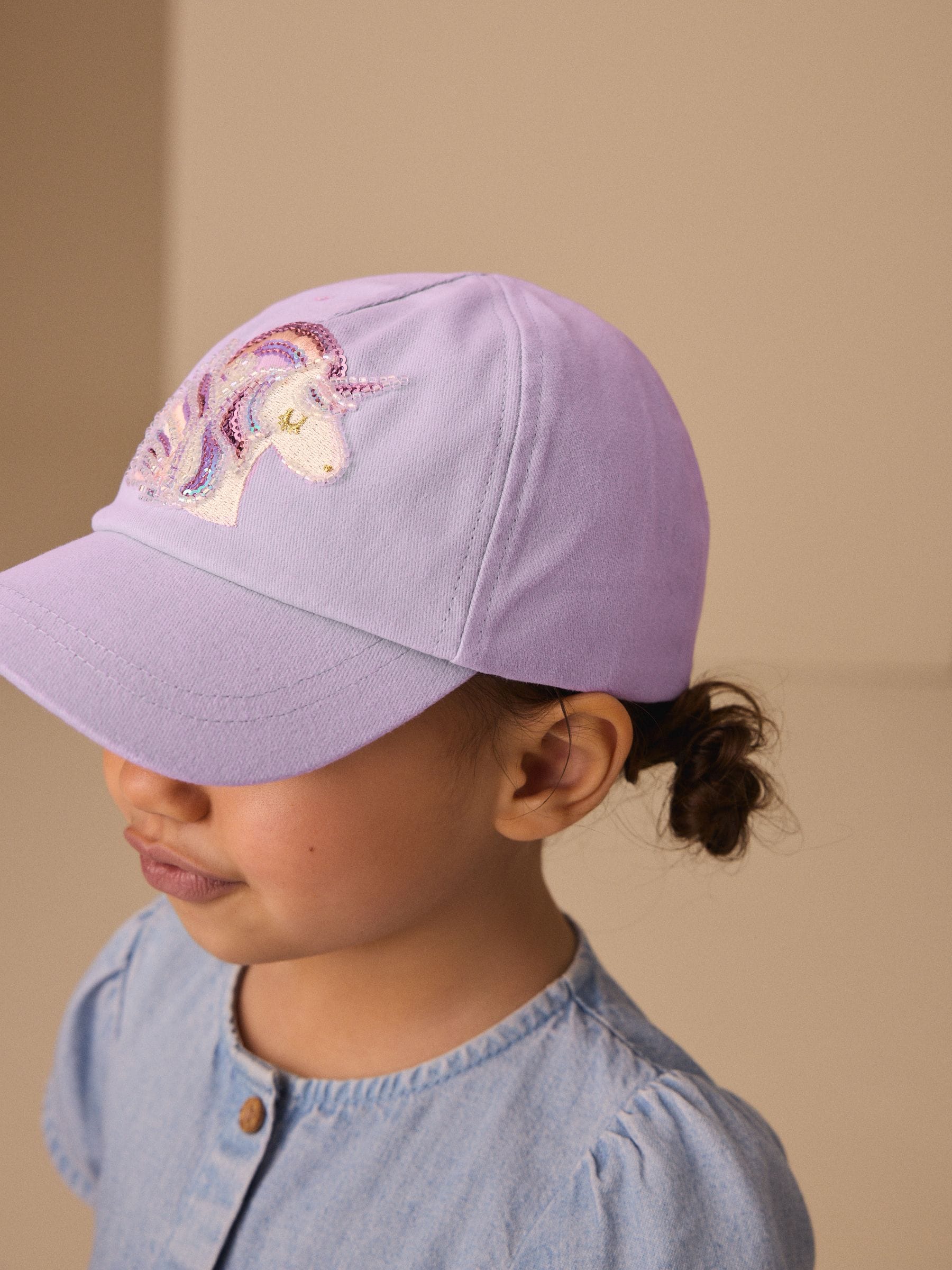 Lilac purple unicorn cap for children 1-16 years (British brand)