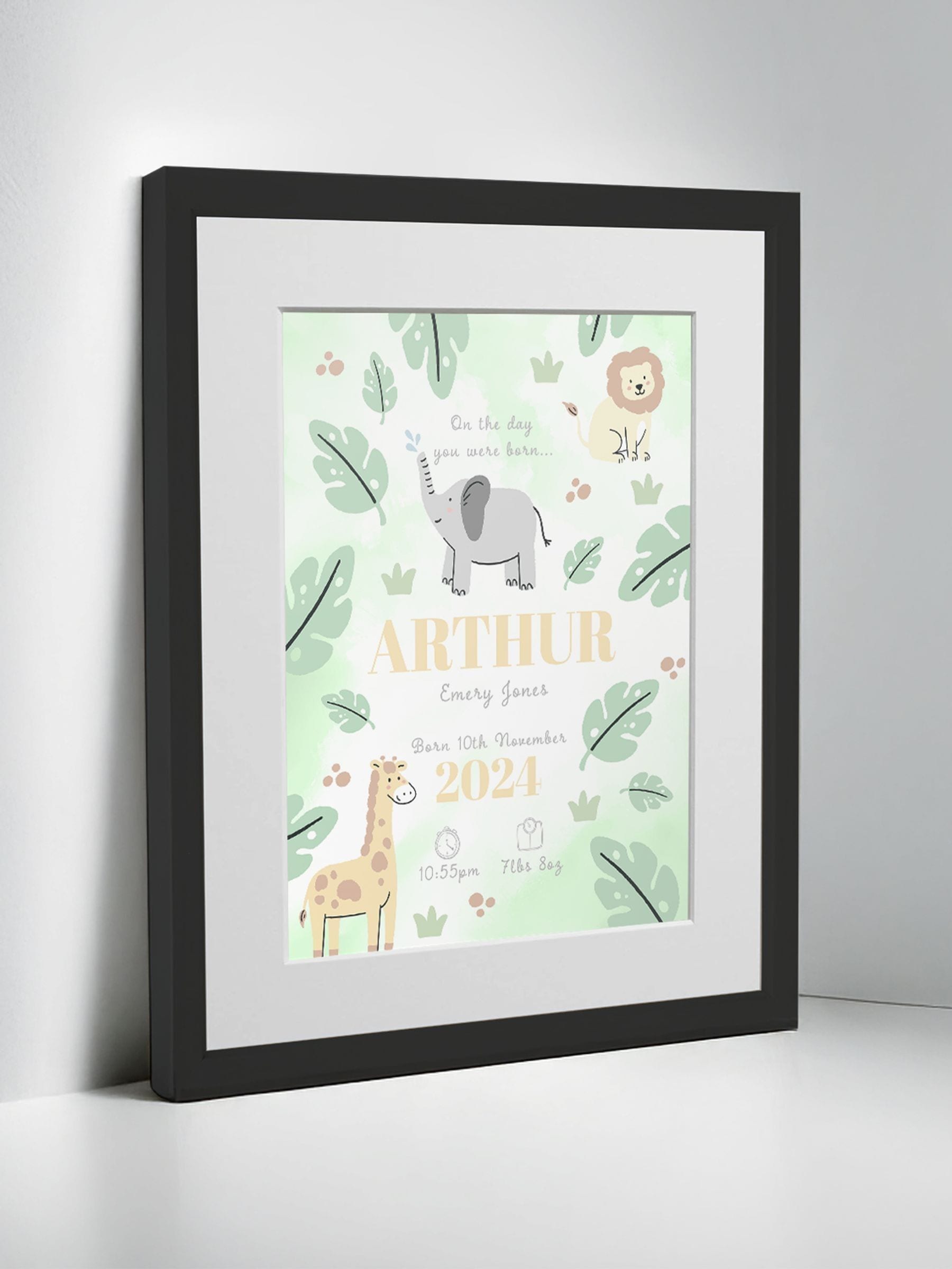 Jonnys Sister personalised safari framed print 12x10 inches, imported from the UK